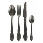 Schwarzes oder goldenes Besteckset aus satiniertem Stahl, 24-teilig - Fantasy Viadurini