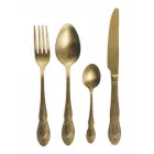 Schwarzes oder goldenes Besteckset aus satiniertem Stahl, 24-teilig - Fantasy Viadurini