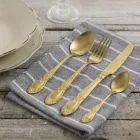 Schwarzes oder goldenes Besteckset aus satiniertem Stahl, 24-teilig - Fantasy Viadurini