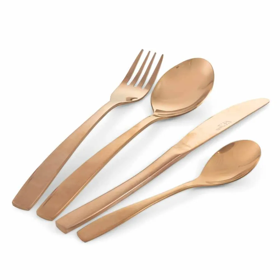 24-teiliges Luxus-Besteckset aus Stahl mit Design - Wisconsinpos Viadurini