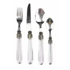 Besteck-Set aus Stahl und transparentem Kunststoffgriff 24-tlg. - Palazzo Viadurini