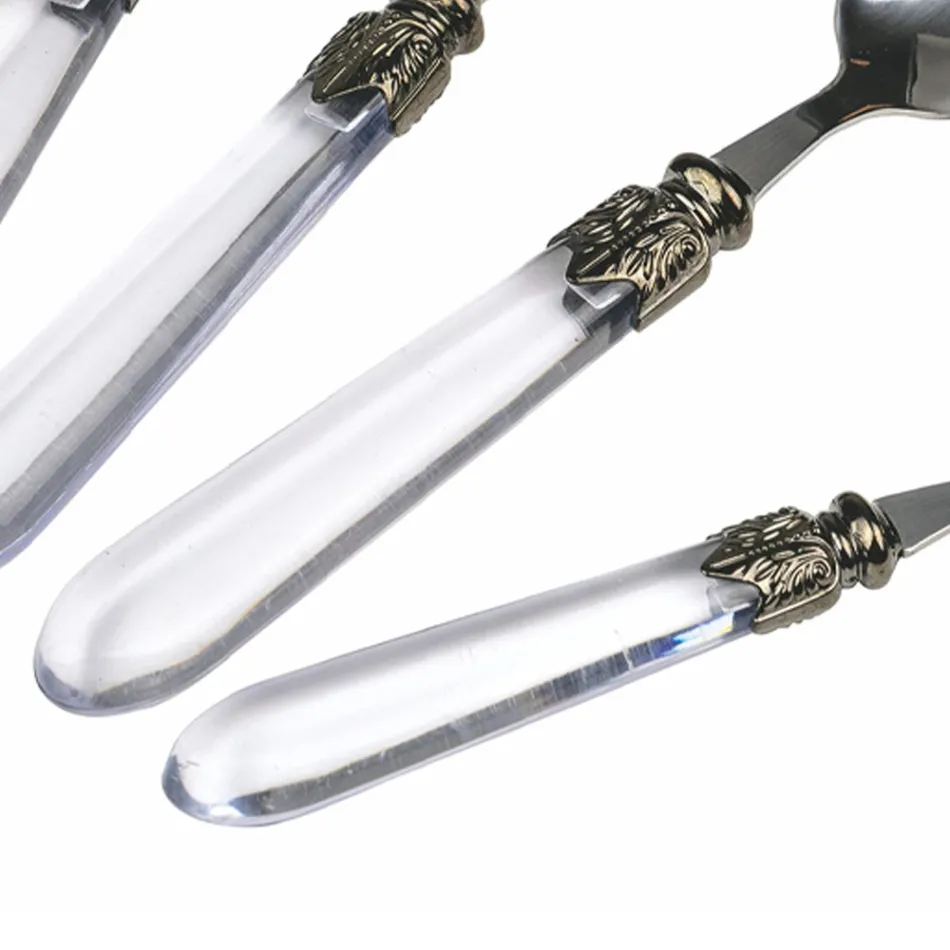 Besteck-Set aus Stahl und transparentem Kunststoffgriff 24-tlg. - Palazzo Viadurini