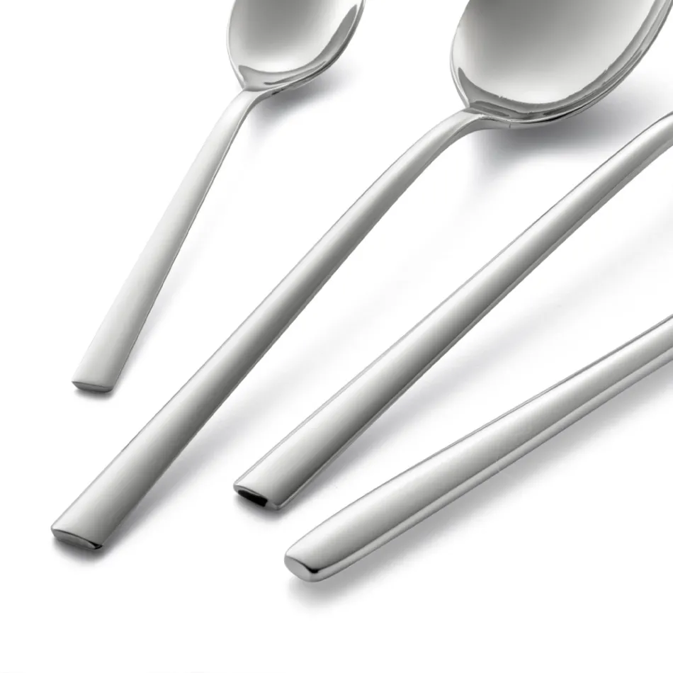 Quadratisches Design Besteckset aus poliertem Edelstahl 24 teilig - Bumbun Viadurini