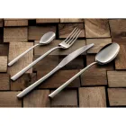 Quadratisches Design Besteckset aus poliertem Edelstahl 24 teilig - Bumbun Viadurini