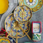 Kompletter Tischservice aus Porzellan und farbigem Steinzeug 18 Stück - Kalabrien Viadurini