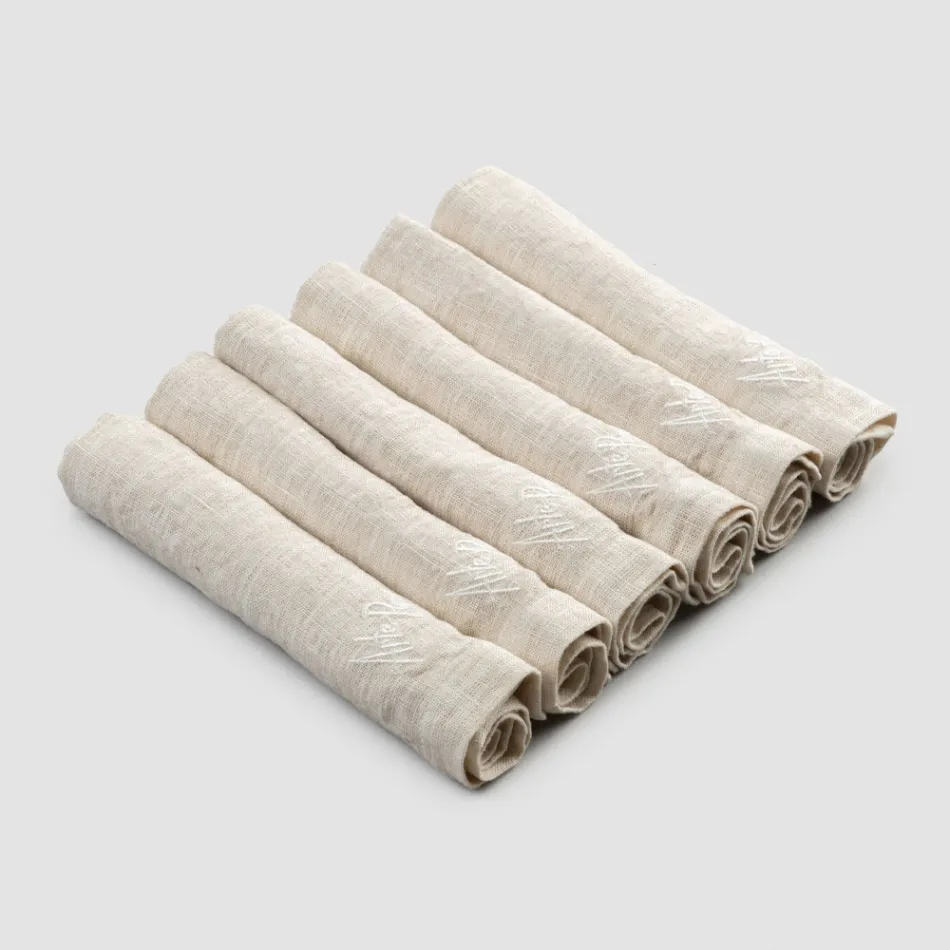 Elegantes Leinenserviettenservice mit Faltkante, 6 farbige Teile - Onestini Viadurini