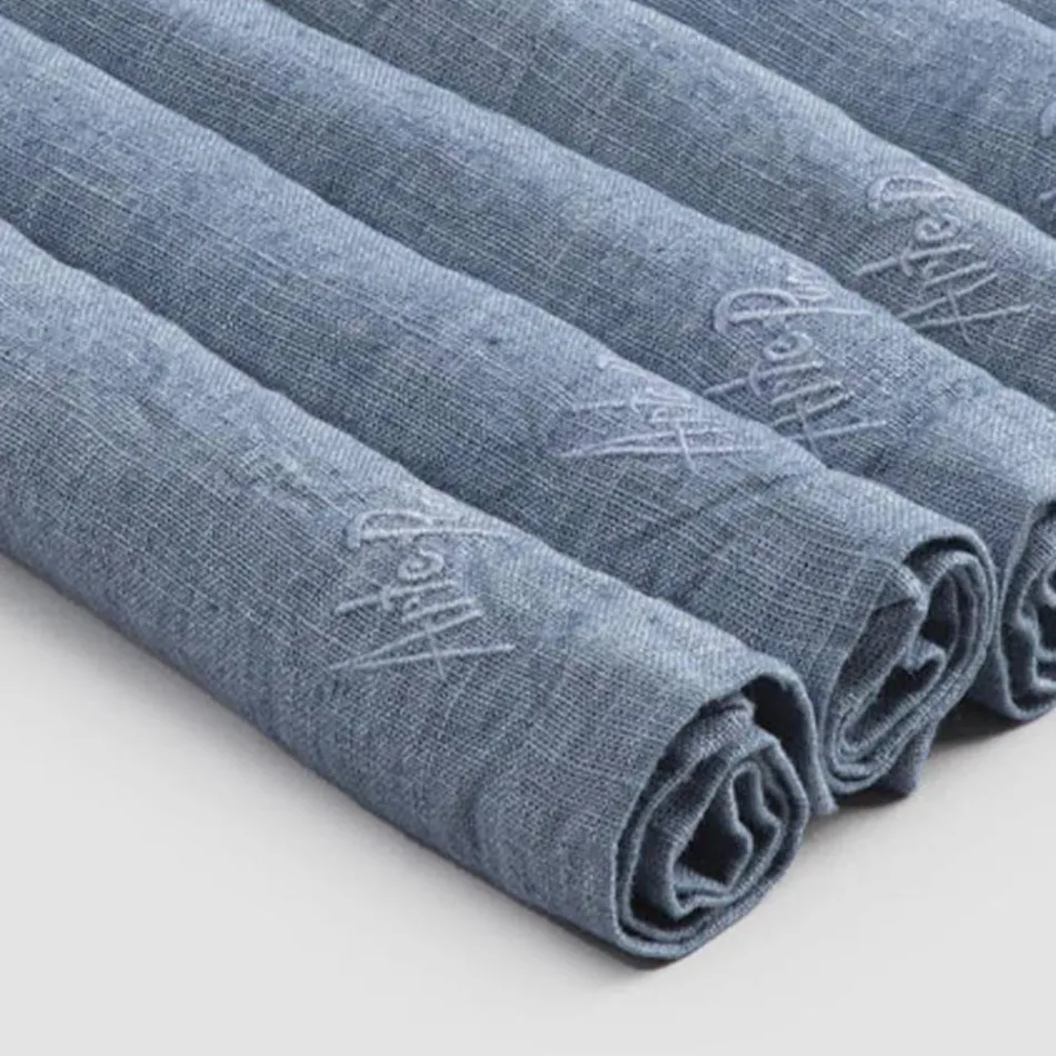 Elegantes Leinenserviettenservice mit Faltkante, 6 farbige Teile - Onestini Viadurini