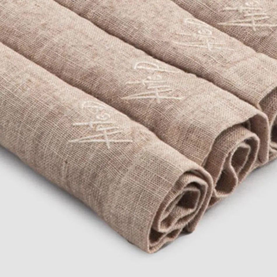 Elegantes Leinenserviettenservice mit Faltkante, 6 farbige Teile - Onestini Viadurini