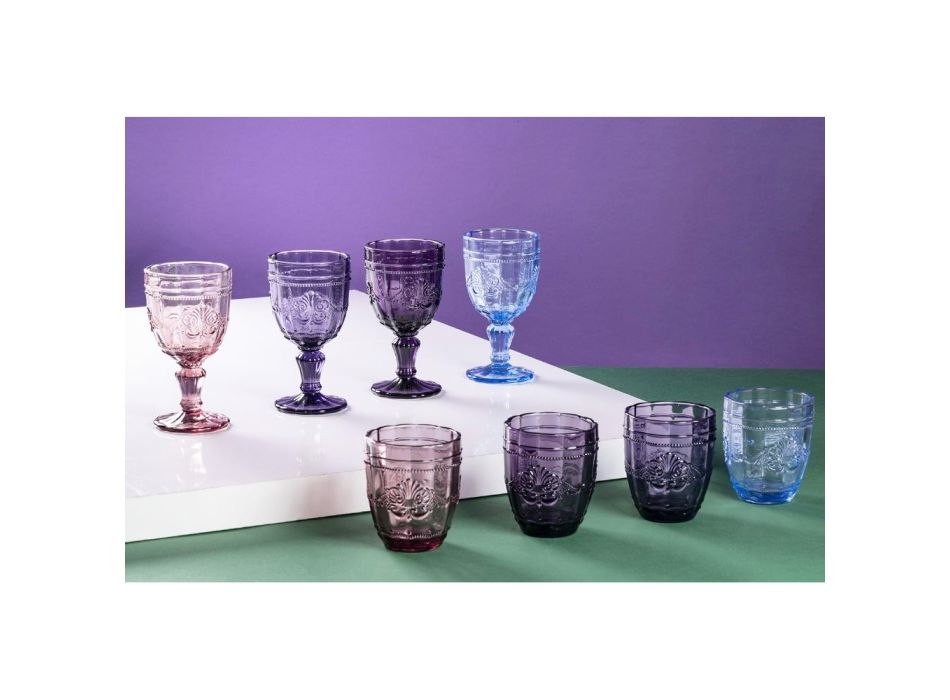 12er Set Wassergläser 265 ml aus Glas mit Arabesken-Dekor - Arabisch Viadurini