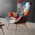Sessel Patchwork In Multicolor mit Massivholz Beine Veronica