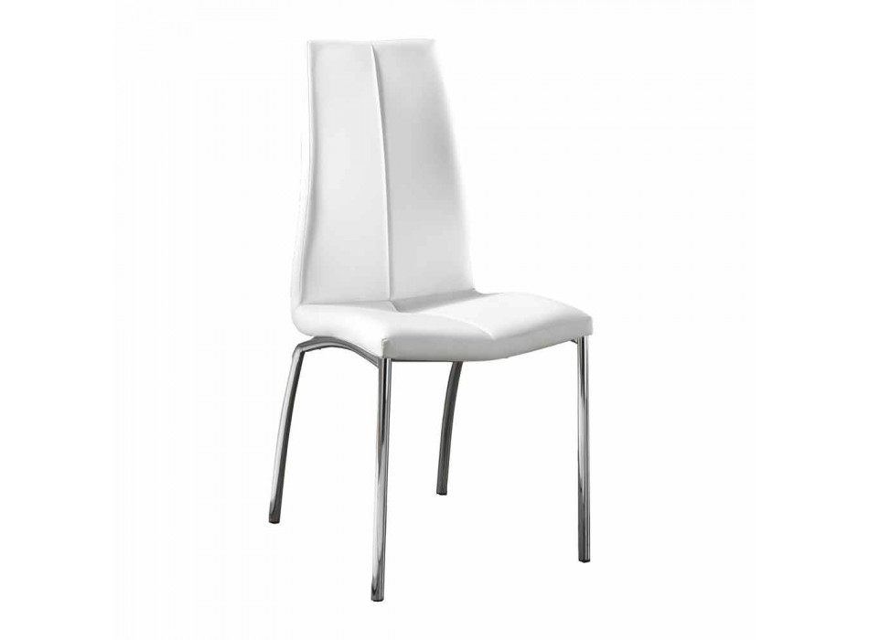 4. September Stühle modernes Design Kunstleder und Chrom-Metall-Alba Viadurini
