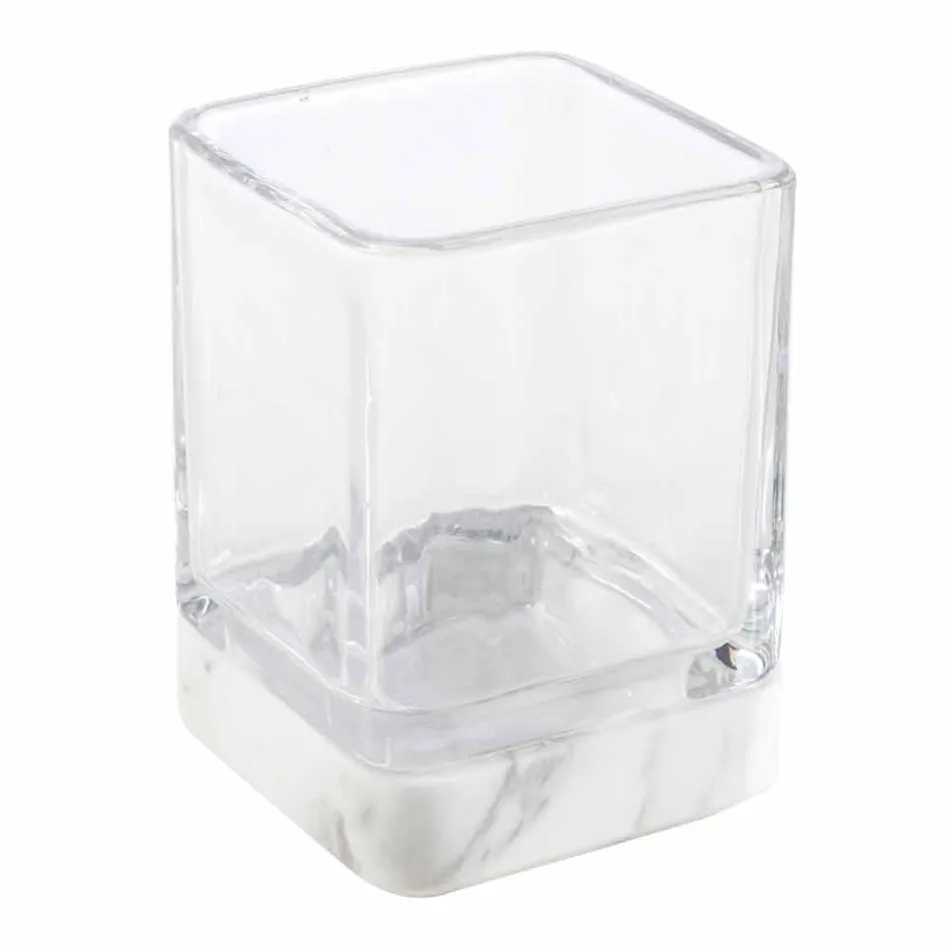 Modernes Badezimmerzubehör aus Calacatta-Marmor und Carona-Glas Viadurini