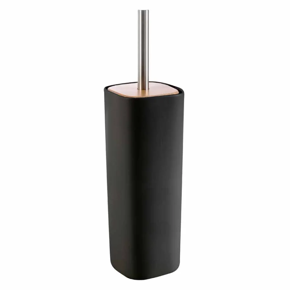 Carsoli moderner Badezimmerzubehörsatz aus Keramik und Holz Viadurini