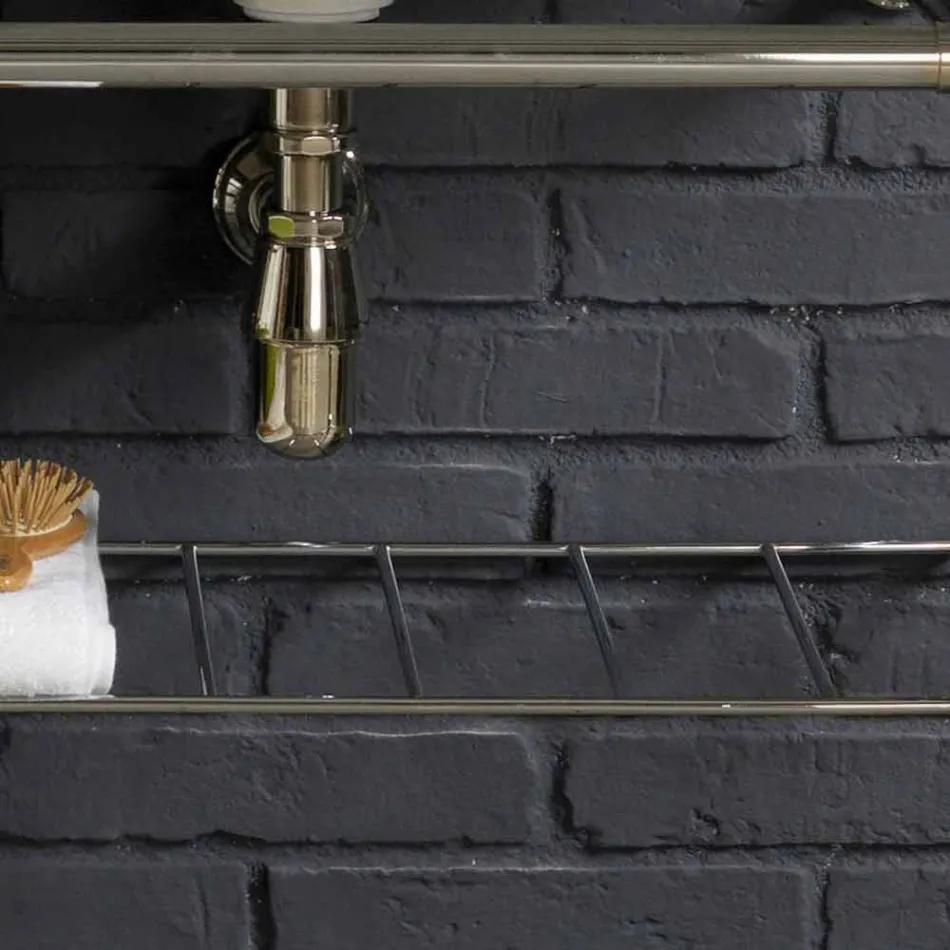 Bad-Set mit Doppel-Konsole aus weißer Keramik von Linienstruktur Viadurini