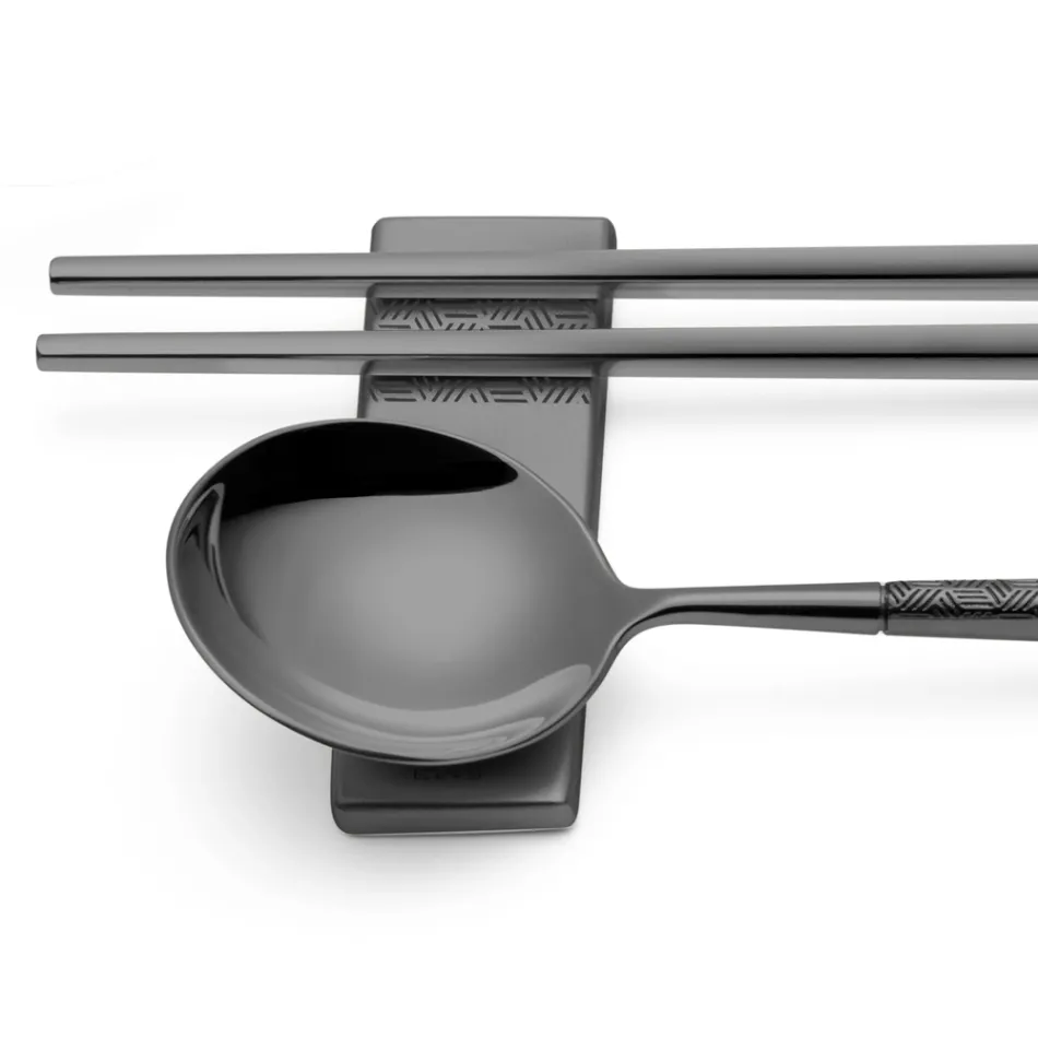 Set bestehend aus Obstlöffel, Essstäbchen und Besteckablage mit Origami - Osaka Viadurini