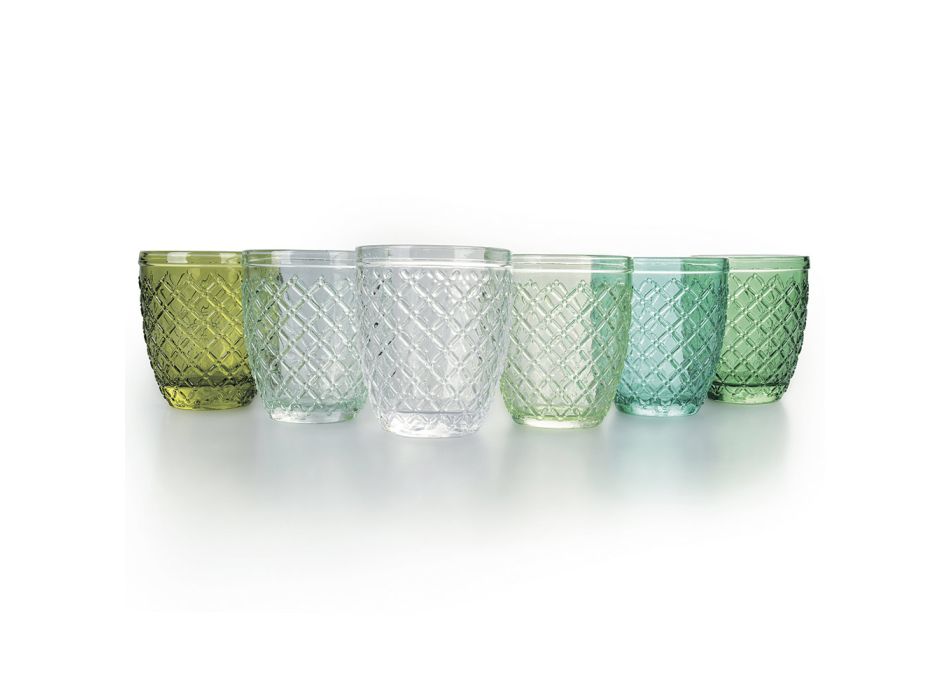Set mit 12 Gläsern 325 ml aus farbiger Glaspaste - Castello Viadurini