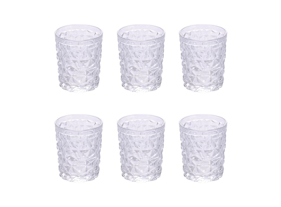 12er Set Wassergläser 300 ml aus dekoriertem Glas - Tasse Viadurini