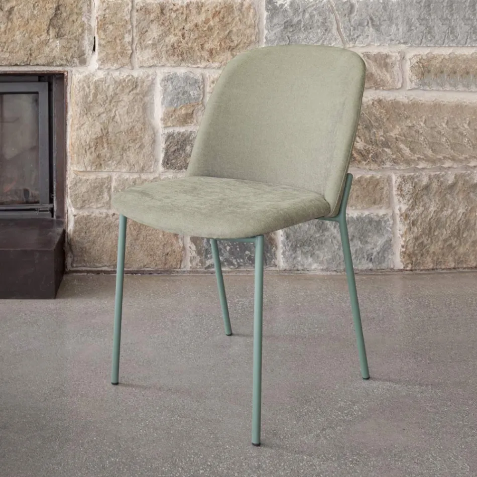 Set mit 2 Wohnzimmerstühlen aus Stoff und Metall, hergestellt in Italien – Ivy Viadurini