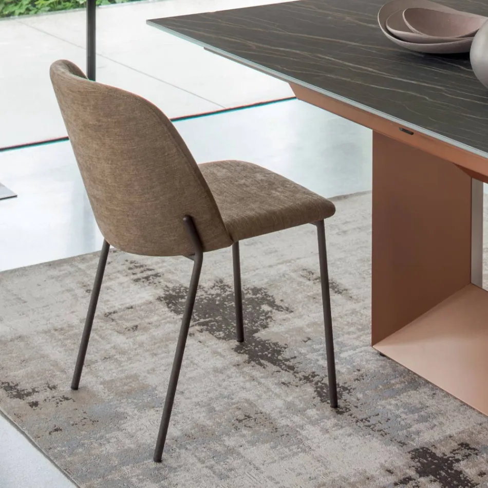 Set mit 2 Wohnzimmerstühlen aus Stoff und Metall, hergestellt in Italien – Ivy Viadurini