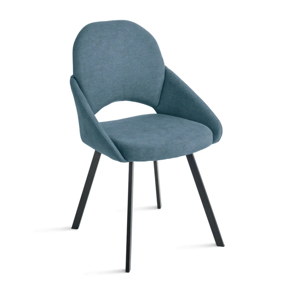 Set aus 2 gepolsterten Stühlen mit farbenfrohem Stoffbezug und Metallgestell - Damian Viadurini