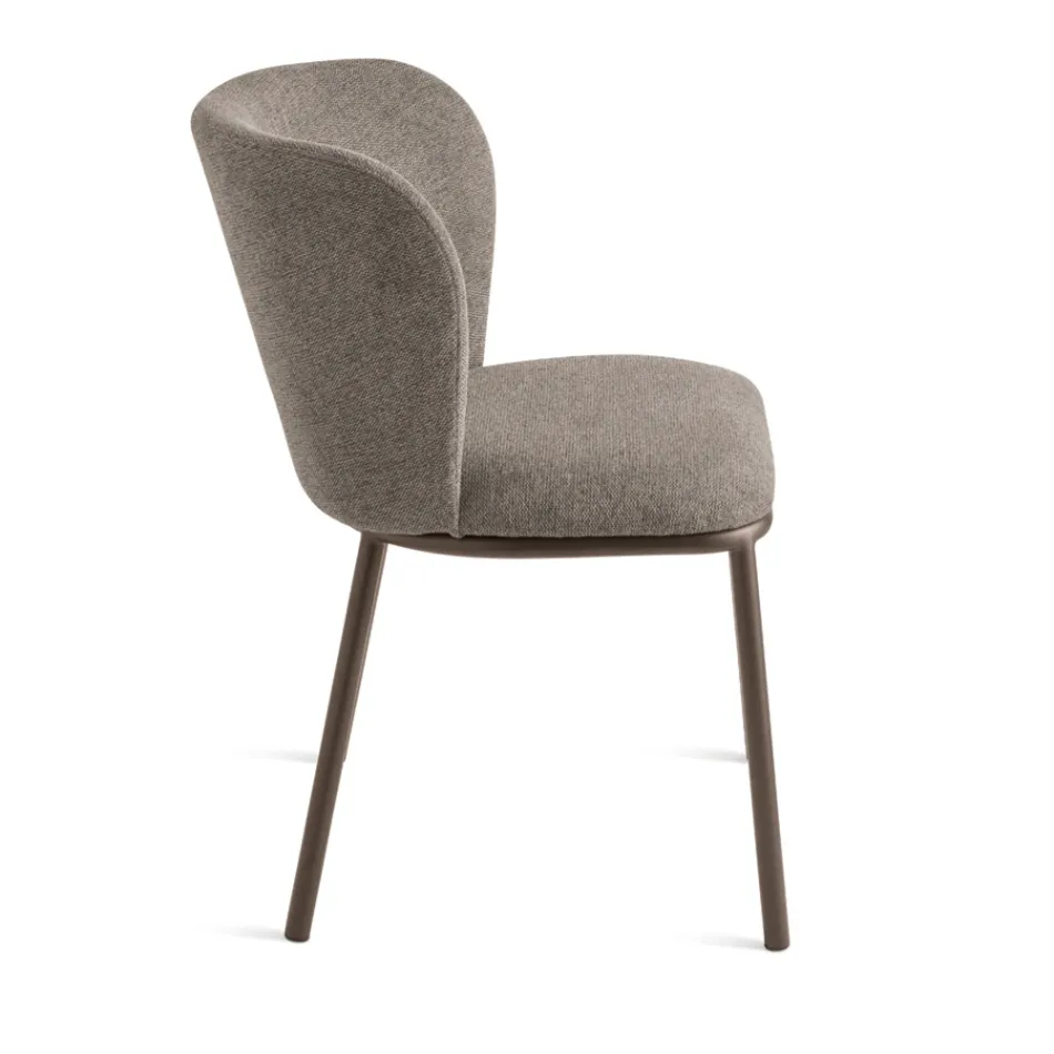 Set aus 2 gepolsterten Stoffstühlen mit lackiertem Metallgestell - Leandra Viadurini