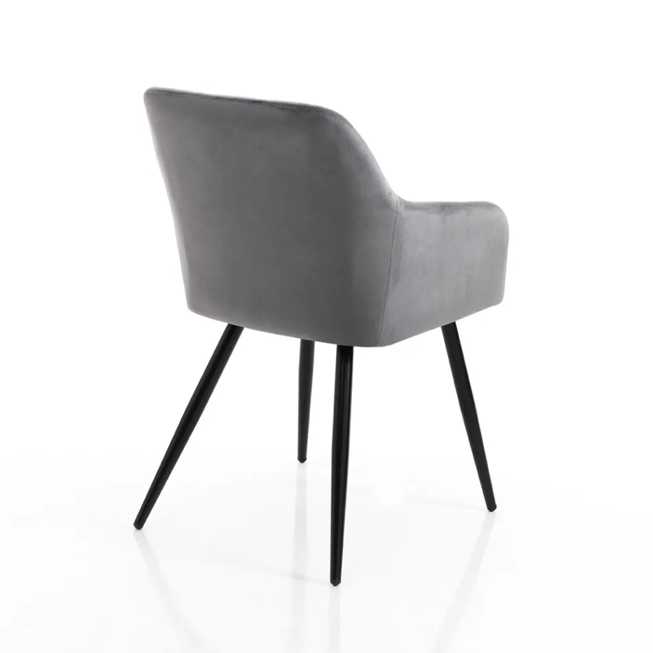 Set mit 2 Stühlen aus Stoff mit Samteffekt – Plutonium Viadurini