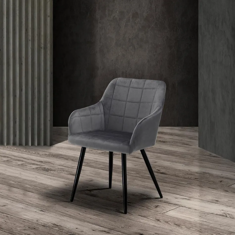 Set mit 2 Stühlen aus Stoff mit Samteffekt – Plutonium Viadurini