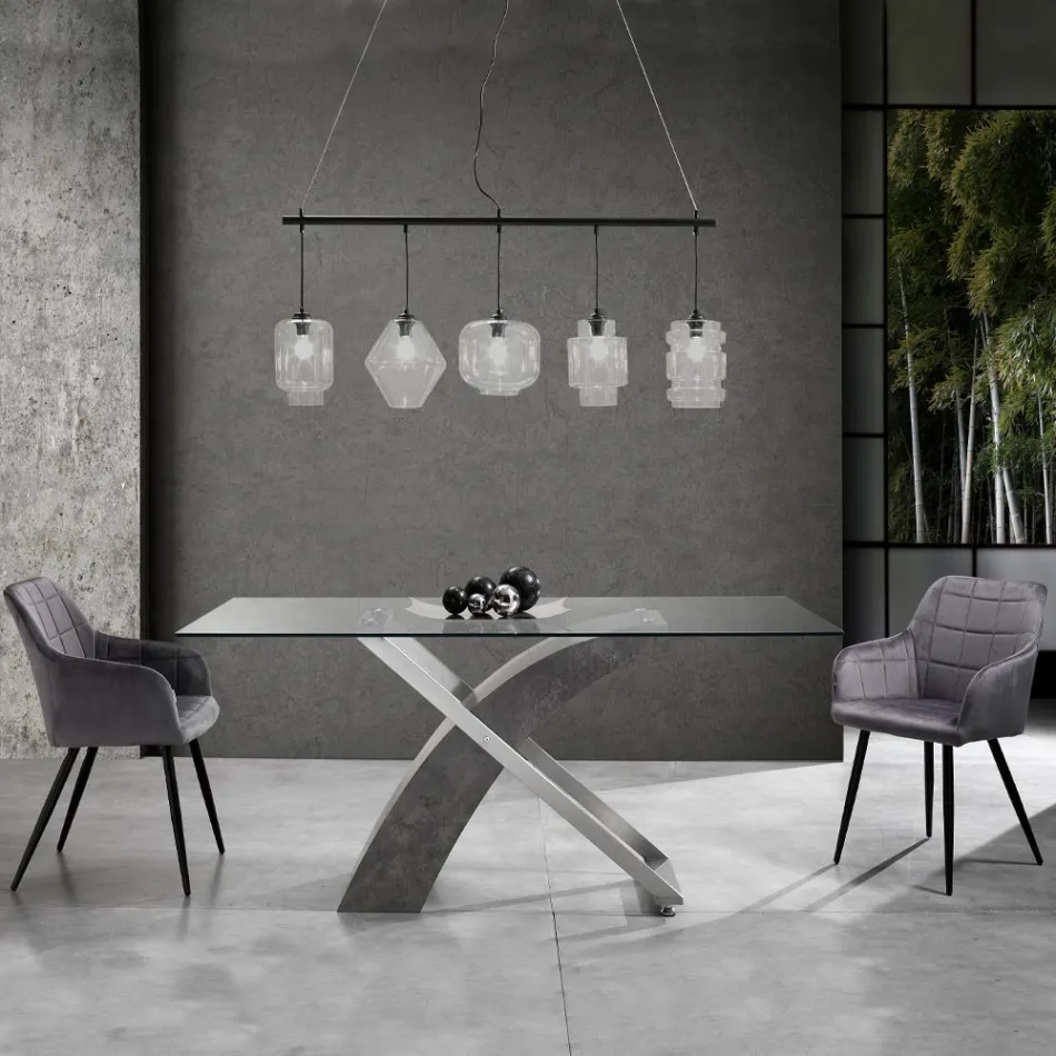 Set mit 2 Stühlen aus Stoff mit Samteffekt – Plutonium Viadurini