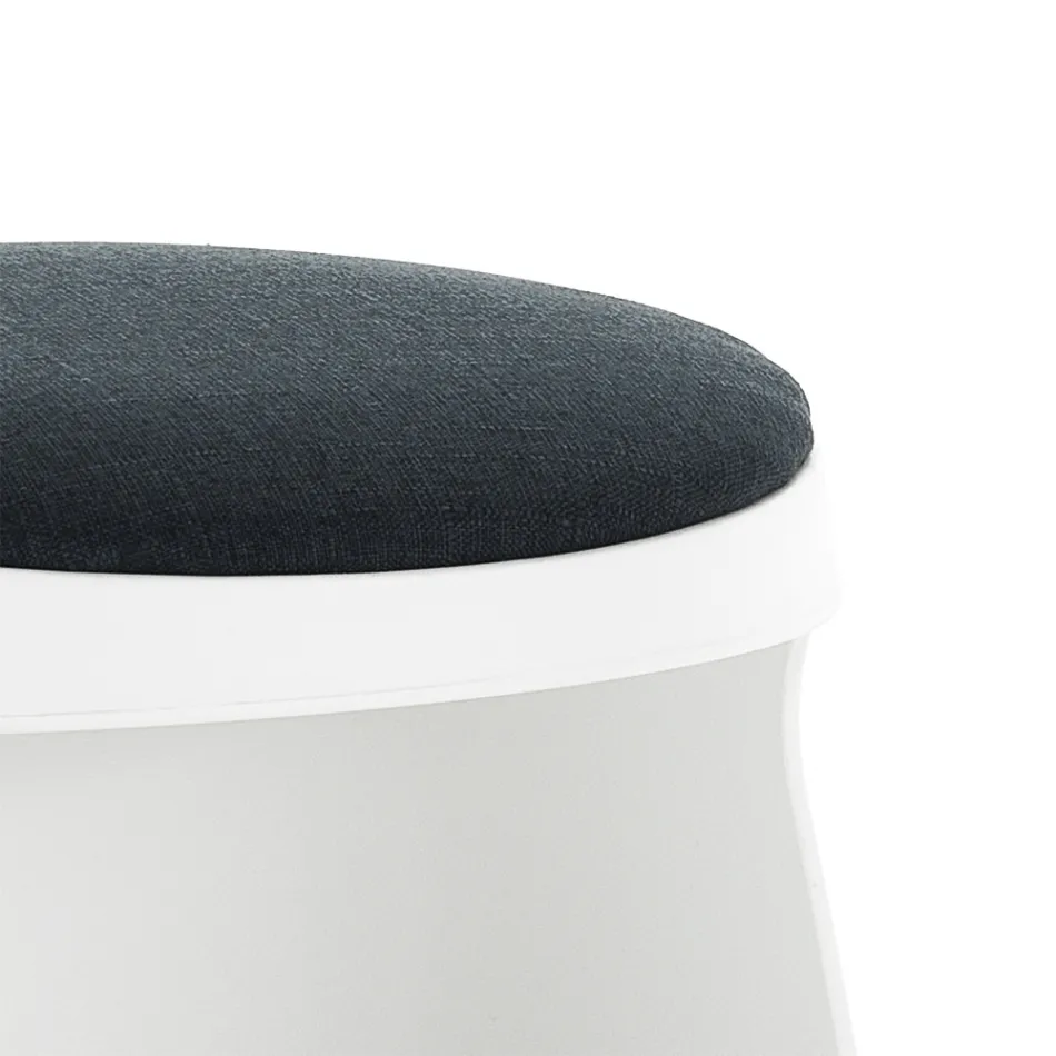 Set aus 2 Polypropylen-Hockern und Stoffsitz – Sardelle Viadurini