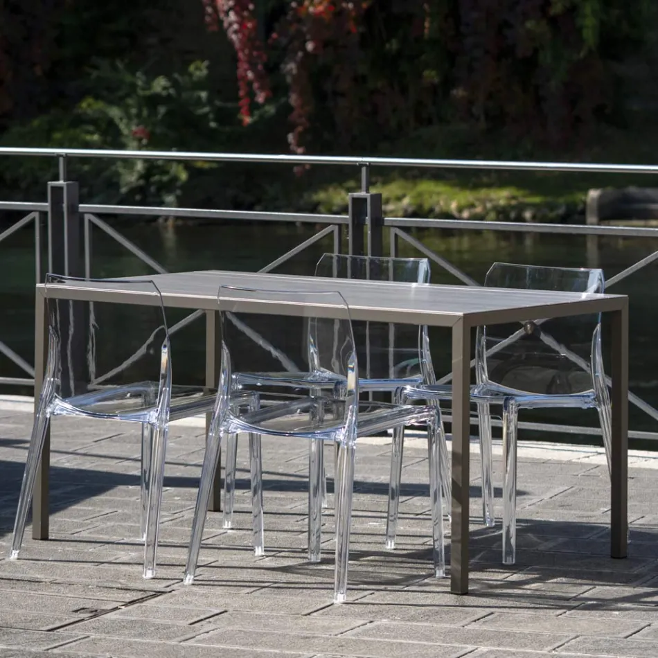 Set mit 4 Außen- und Innenstühlen aus Polypropylen in verschiedenen Farben – gebaut Viadurini