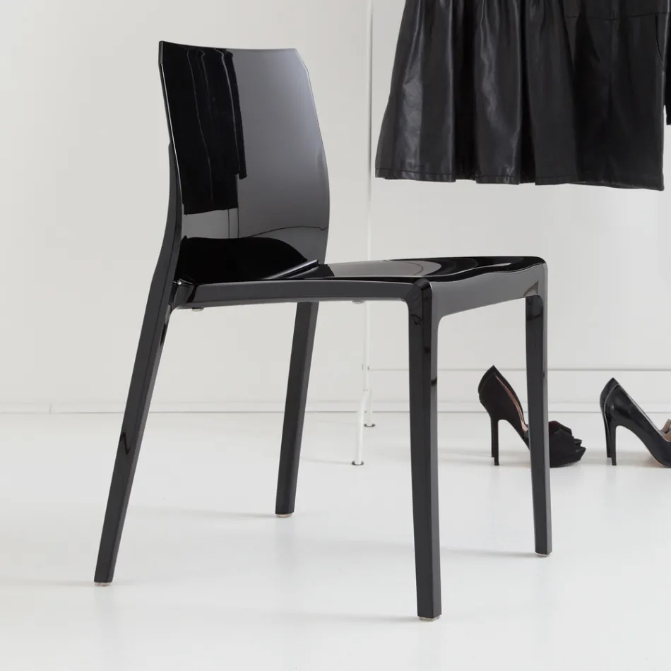 Set mit 4 Außen- und Innenstühlen aus Polypropylen in verschiedenen Farben – gebaut Viadurini