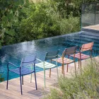 Satz von 4 Gartenstühlen aus verzinktem Metall und Batyline - Prestigio Viadurini