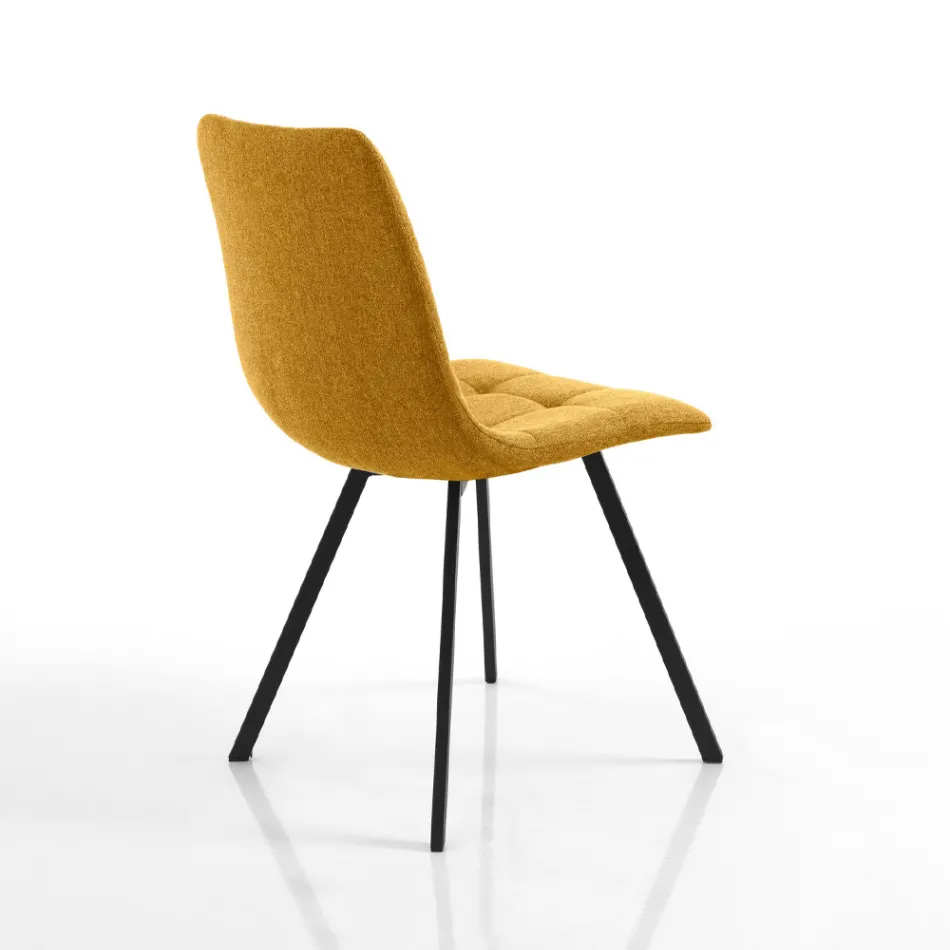 Set aus 4 gepolsterten und mit Stoff gepolsterten Esszimmerstühlen – Chimera Viadurini