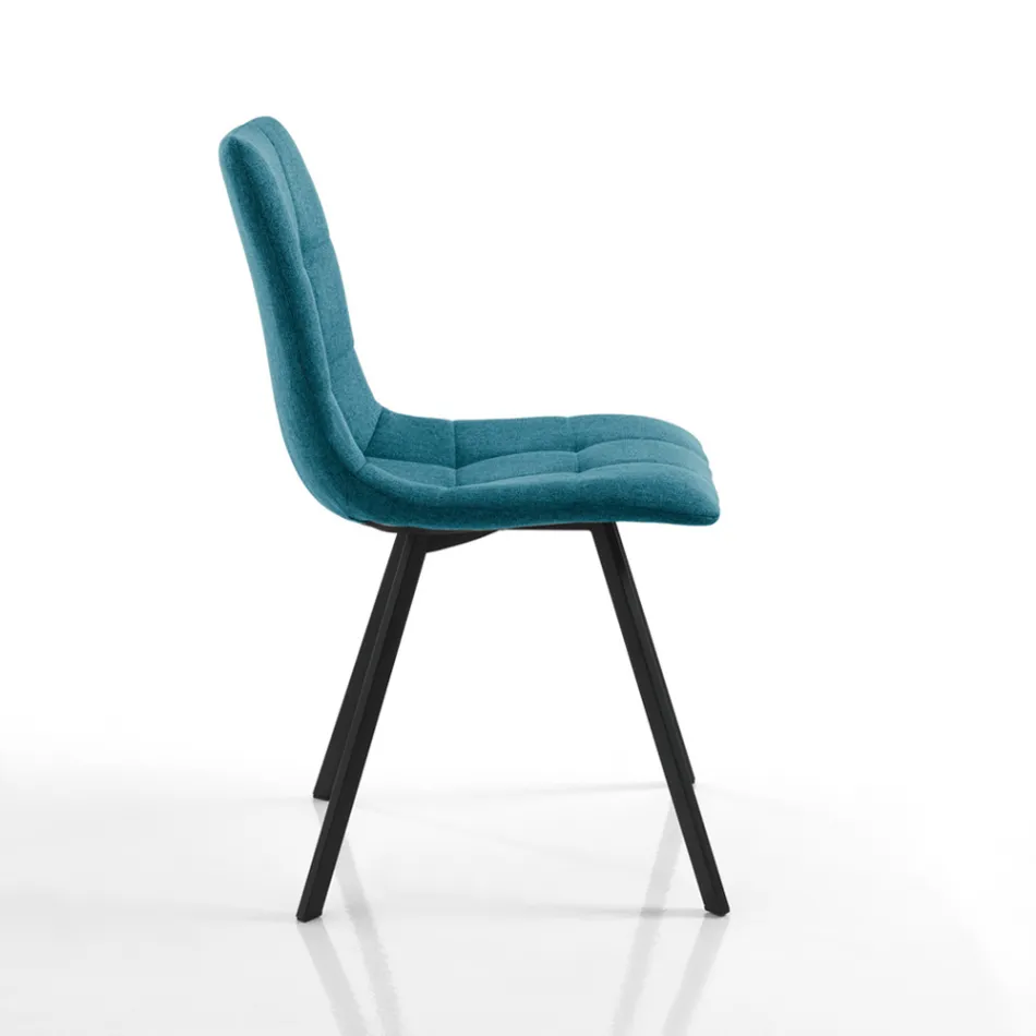 Set aus 4 gepolsterten und mit Stoff gepolsterten Esszimmerstühlen – Chimera Viadurini