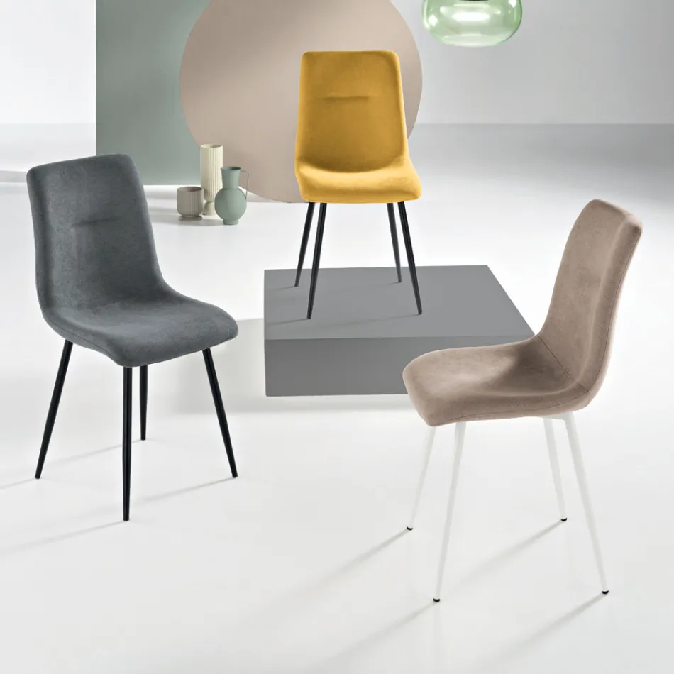 Set aus 4 gepolsterten Wohnzimmersesseln mit Metallgestell - Projekt Viadurini