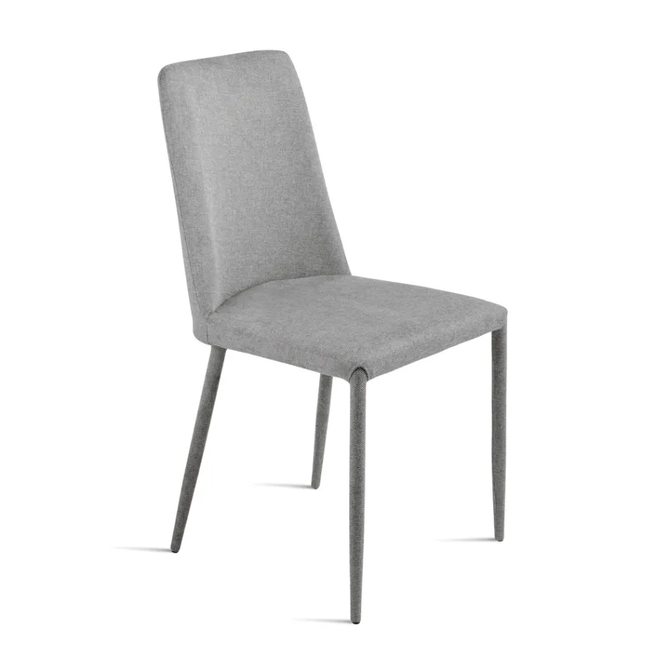 Set aus 4 gepolsterten Stühlen mit farbenfrohem Stoffbezug und gepolstertem Gestell - Luciana Viadurini