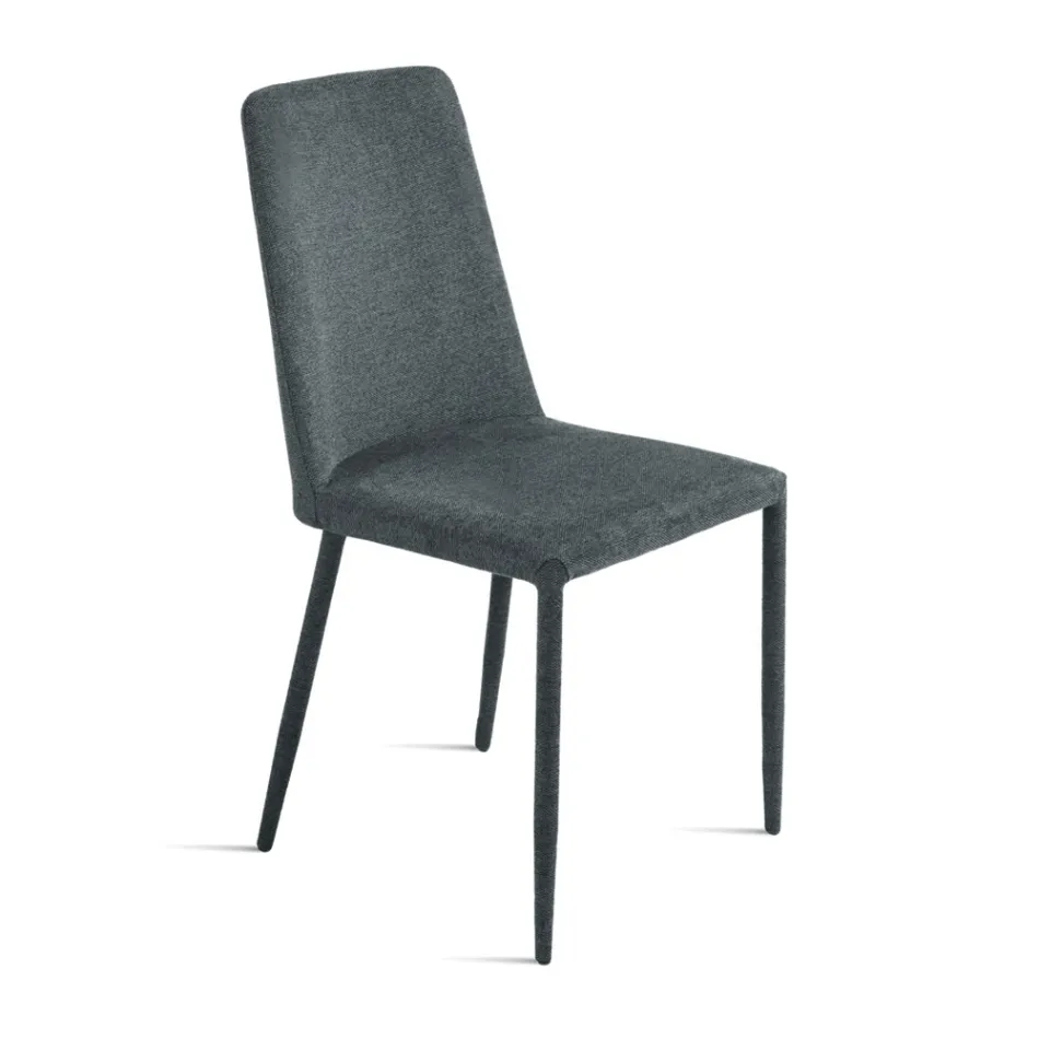 Set aus 4 gepolsterten Stühlen mit farbenfrohem Stoffbezug und gepolstertem Gestell - Luciana Viadurini