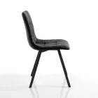 Set mit 4 Stühlen aus anthrazitfarbenem Stoff und schwarzem Stahl – Anthrazit Viadurini