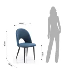 Set mit 4 Stühlen aus blauem Stoff mit Samteffekt – Dalmatiner Viadurini