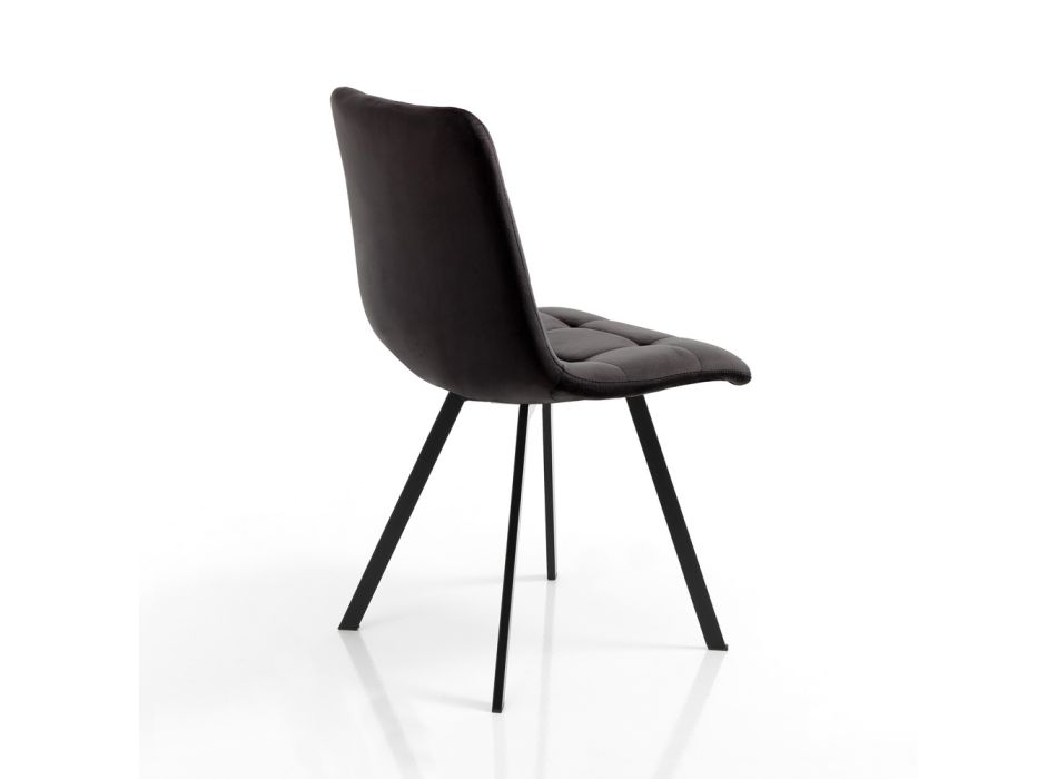 Set mit 4 Stühlen aus Stoff mit Samteffekt – Kupfer Viadurini