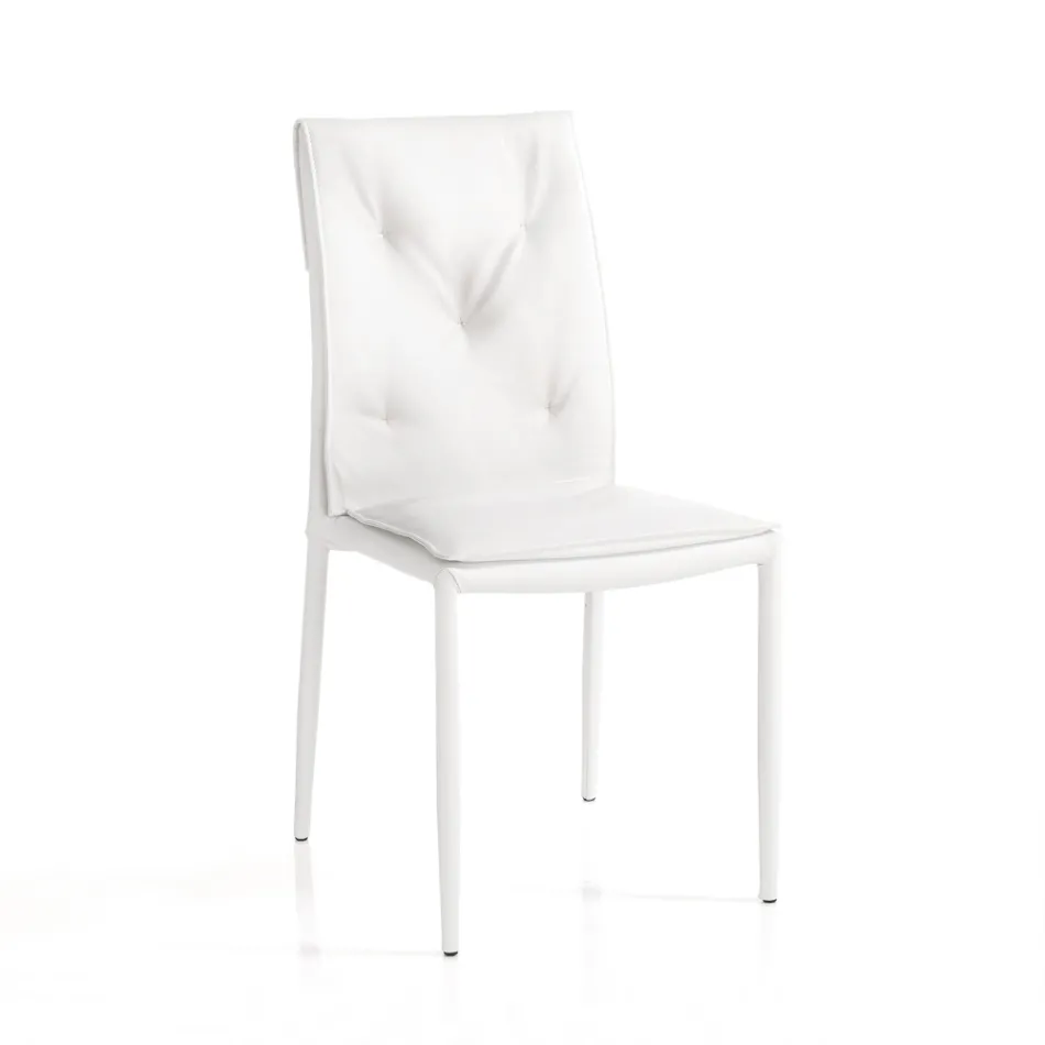 Set mit 4 Stühlen, gepolstert mit Kunstleder in verschiedenen Ausführungen – Uranium Viadurini