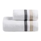 Serenity Gästehandtuch-Set aus Baumwollfrottee mit doppelten Rüschen Viadurini