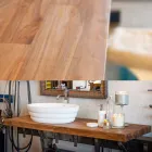 Set von Design-Hängemöbeln für Badezimmer aus gestreiftem Teak Poggio Viadurini