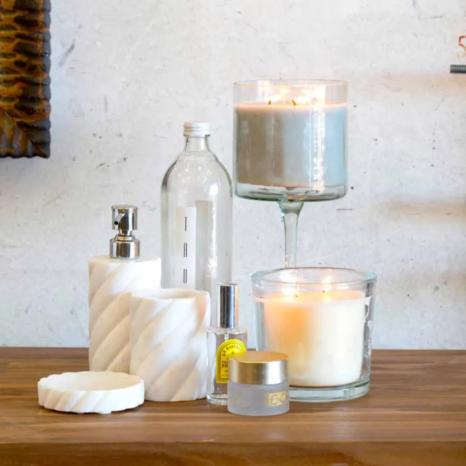 Set von Design-Hängemöbeln für Badezimmer aus gestreiftem Teak Poggio Viadurini