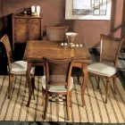 Vierer-Set Bassano-Stühle aus Holz und Stoff, hergestellt in Italien – Bernstein Viadurini