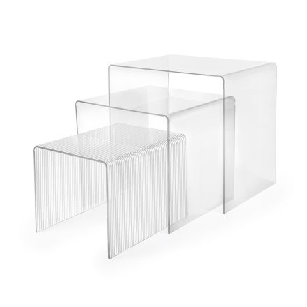 Dreiteiliges Set aus Plexiglas-Beistelltischen, hergestellt in Italien - Leandro Viadurini