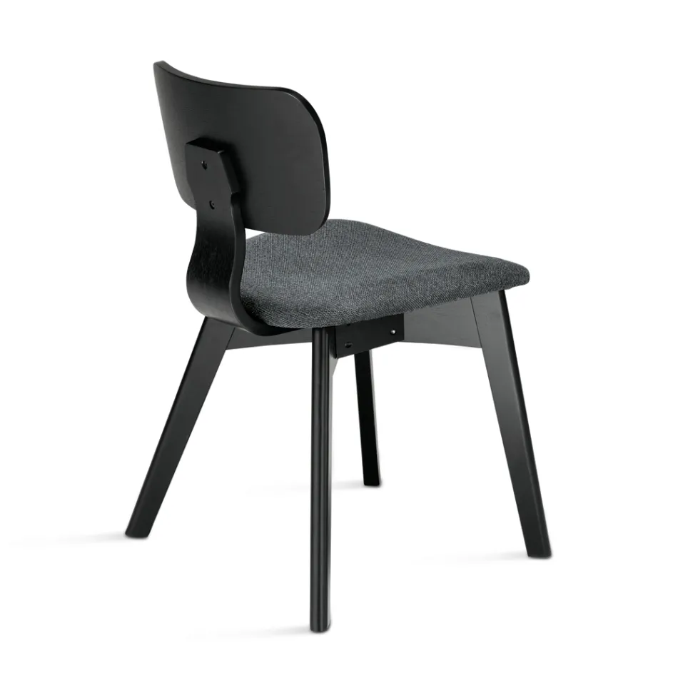 Zwei Stühle mit Holzoptik und gepolstertem Sitz – Antea Viadurini