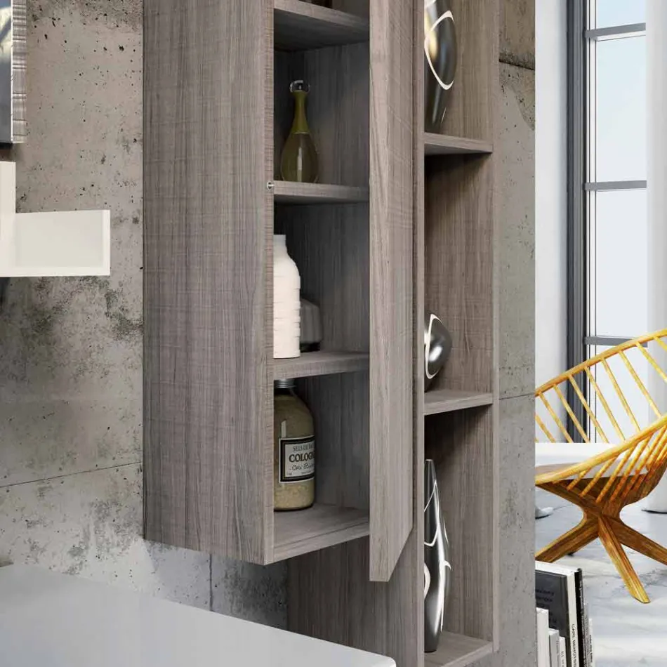 Holzset und Fenix moderne Badmöbelaufhängung made Italy Bari Viadurini