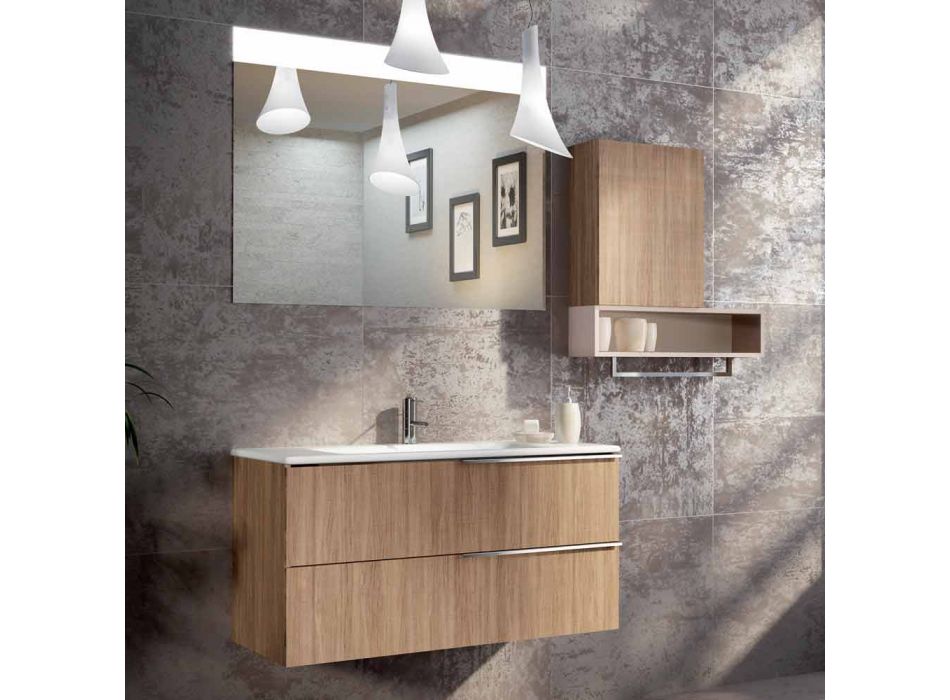 Set aus Holz-Badmöbel-Aufhängung Design made in Italy Cesena Viadurini