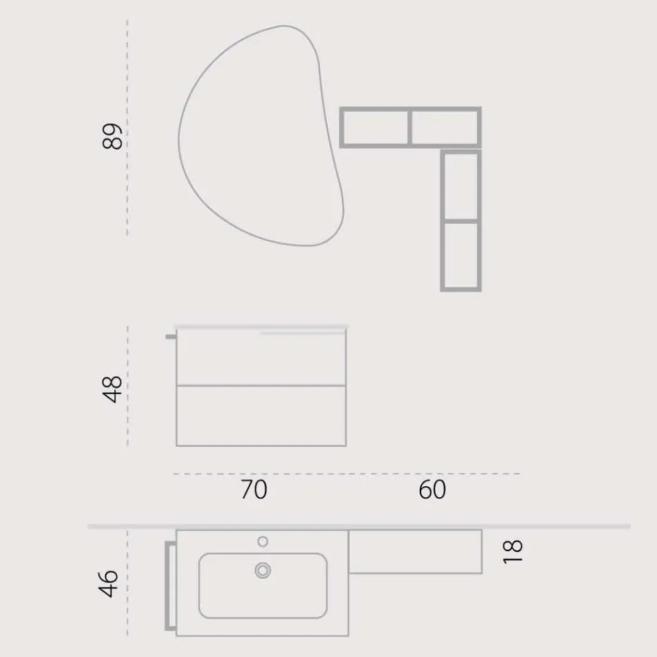 Holzset Badmöbel Design Suspension made in Italy Sad Viadurini